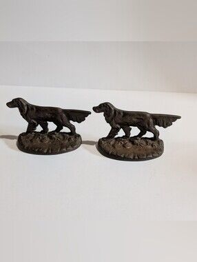 Vtg Cast Metal Set Of 2 Irish Setter Dogs Hunting Pointer Bookends